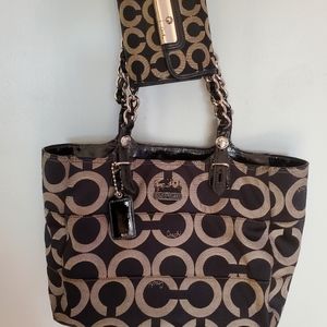 Coach Big C handbag in black with matching wallet